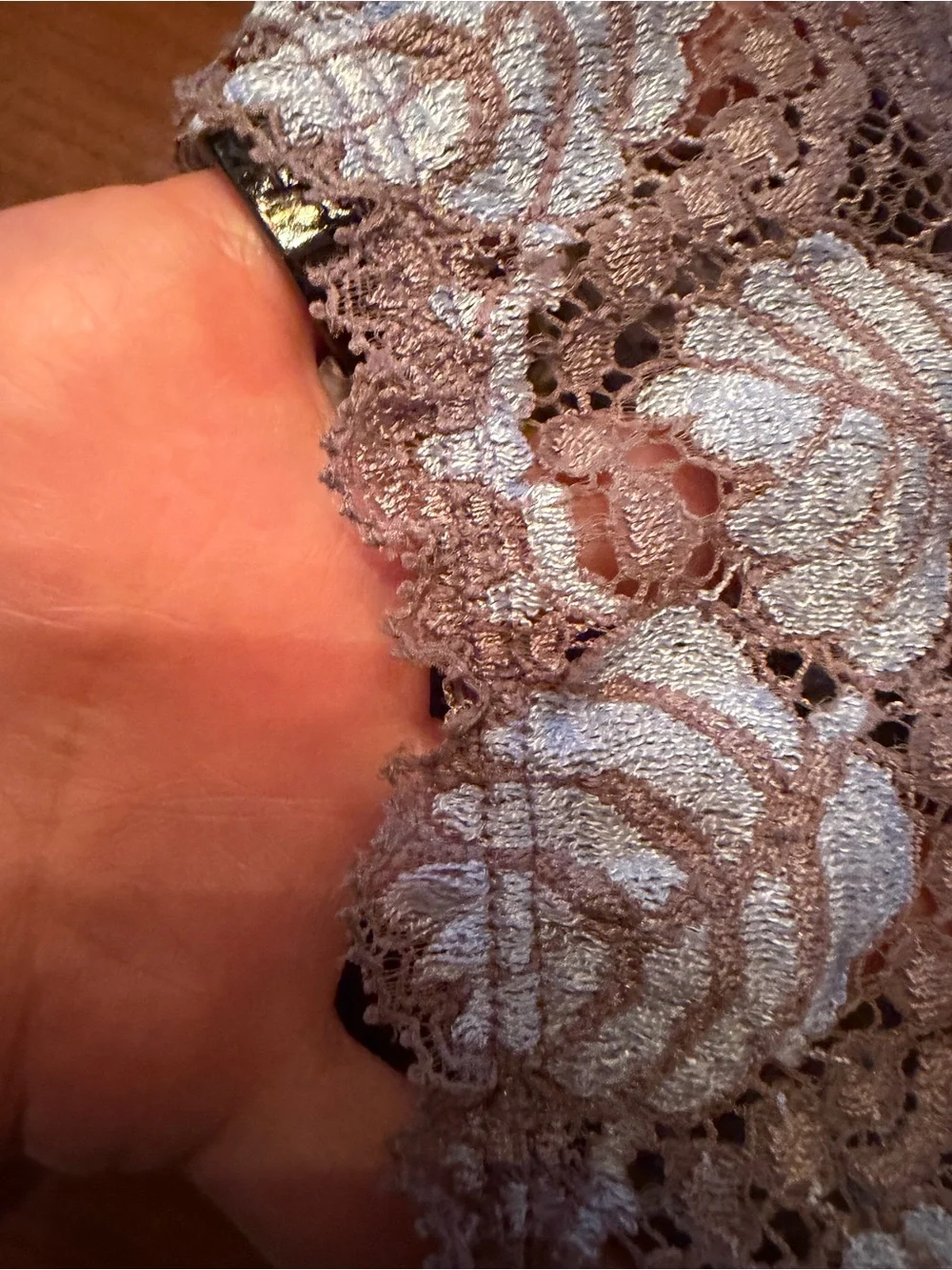 Lise Charmel French Floral Lace Underwire Bra & Brief Set in Taupe and light blu